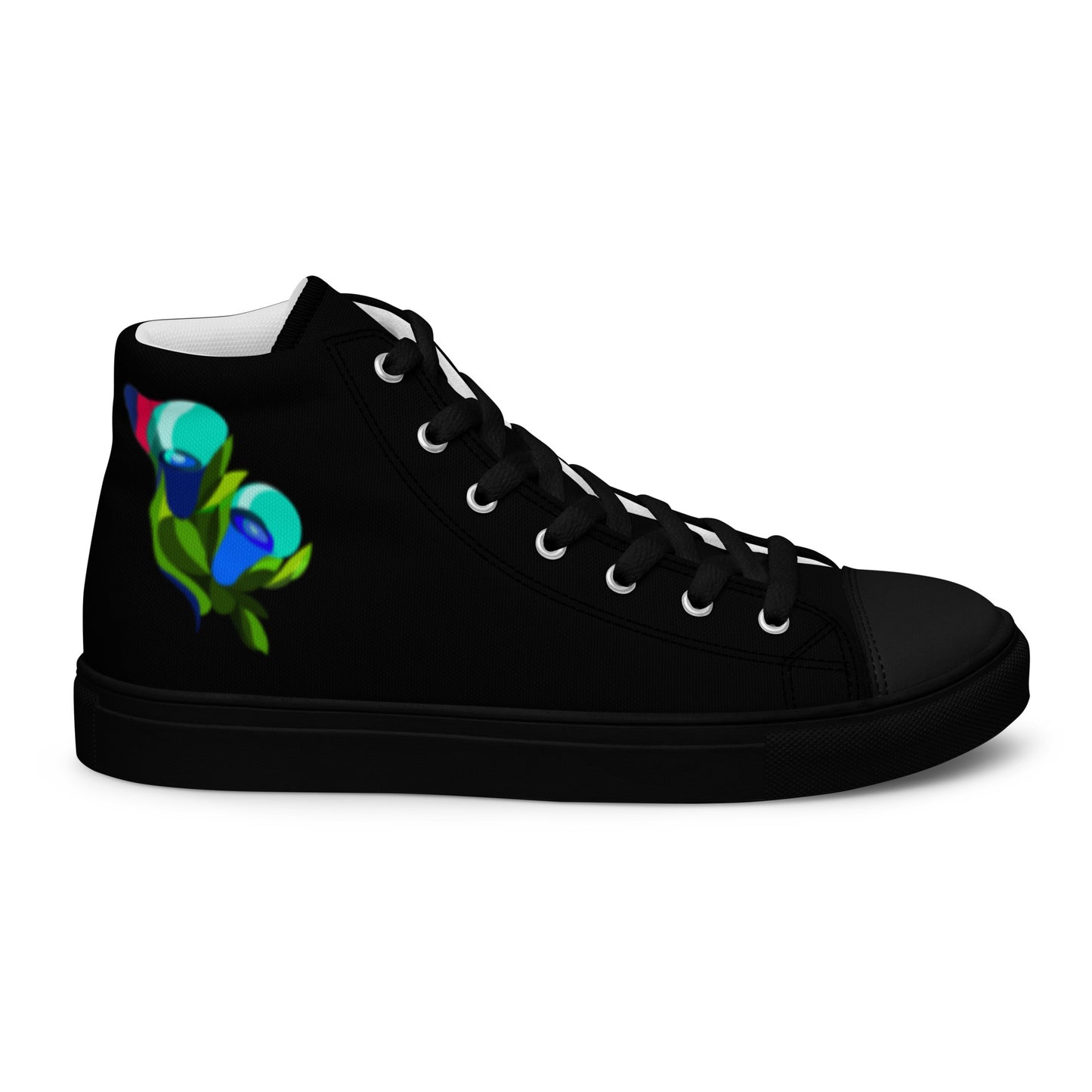 Black "Edith’s" Blue Roses High Top Canvas Shoes (Women's)