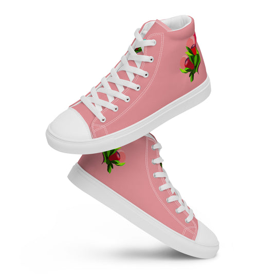 Bubblegum Pink "The Edith’s" Red Roses Edition High Top Canvas Shoes (Women's)