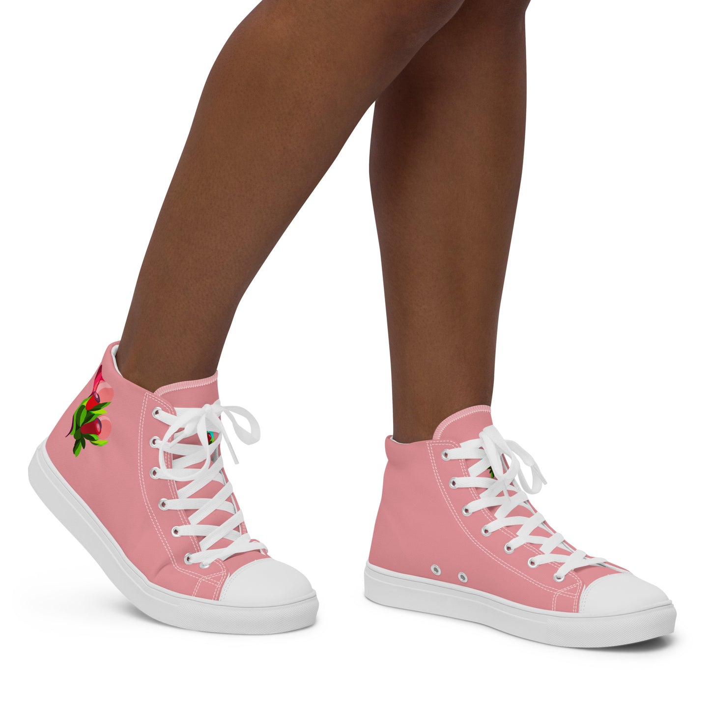 Bubblegum Pink "The Edith’s" Red Roses Edition High Top Canvas Shoes (Women's)