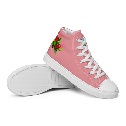 Bubblegum Pink "The Edith’s" Red Roses Edition High Top Canvas Shoes (Women's)