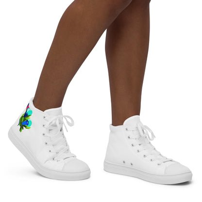 White "Edith’s" Blue Roses Edition High Top Canvas Shoes (Women's)