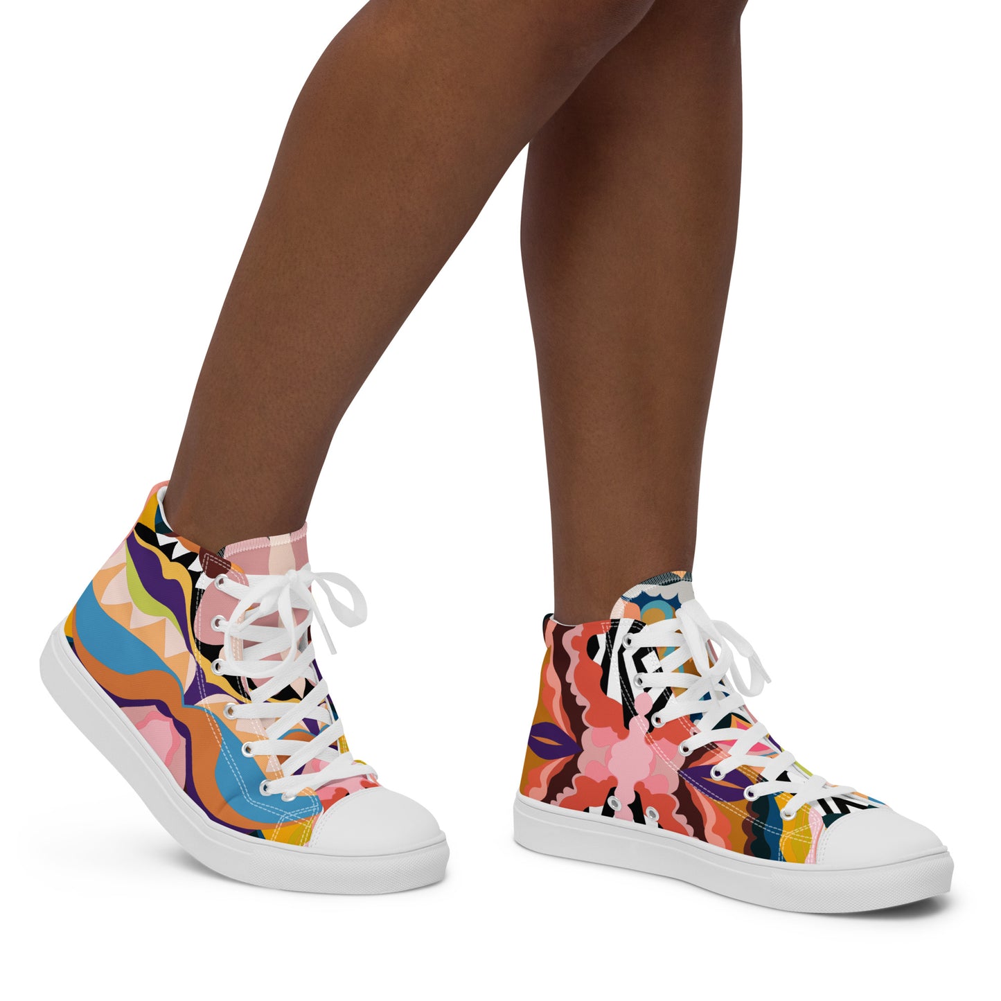 Peachy "Kisses" High Top Canvas Shoes in White (Women's)