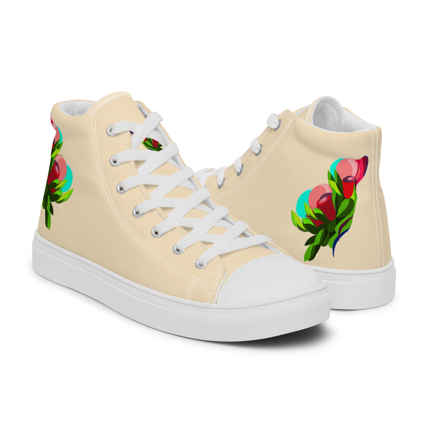 Creamy "The Edith’s" Red Roses Edition High Top Canvas Shoes (Women's)