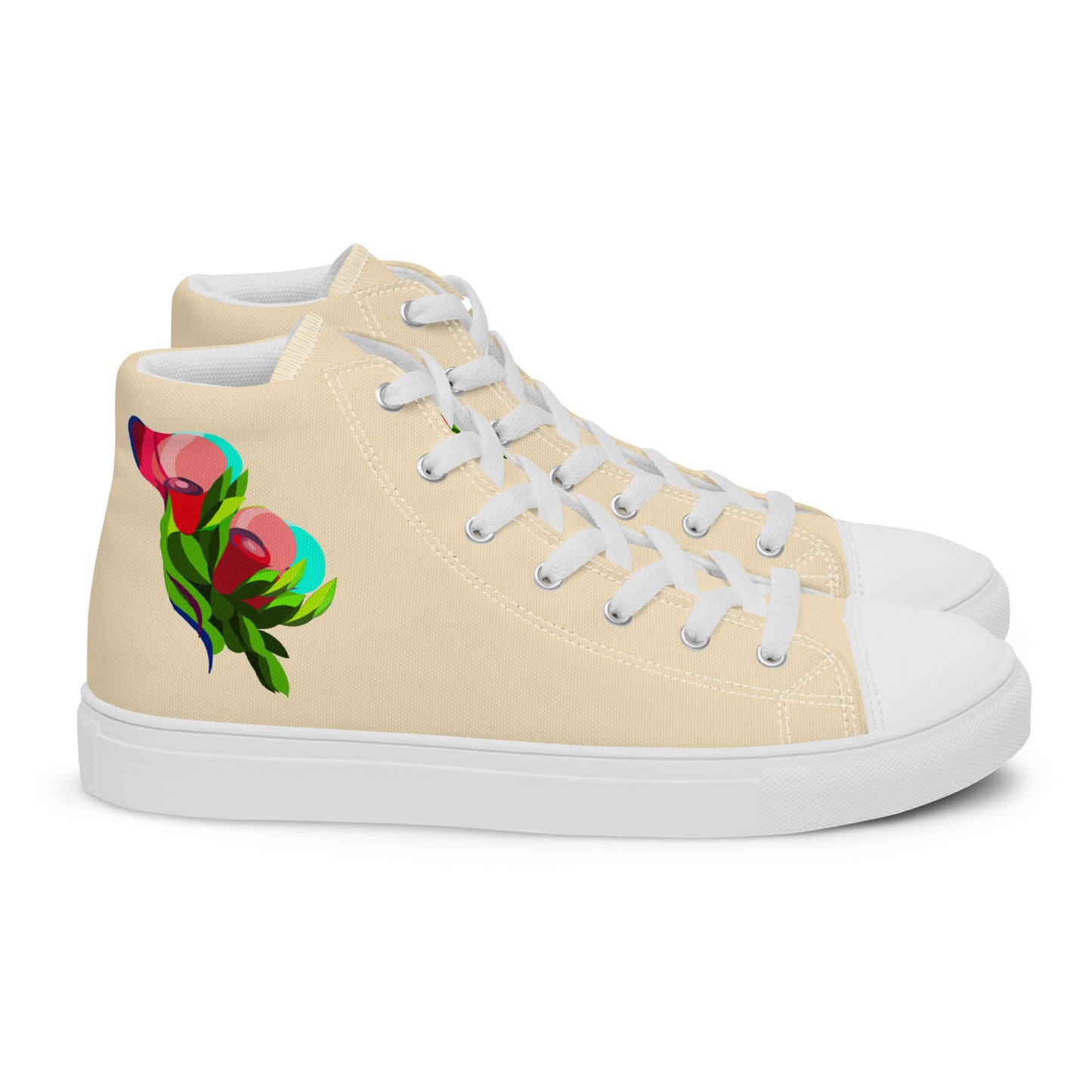 Creamy "The Edith’s" Red Roses Edition High Top Canvas Shoes (Women's)