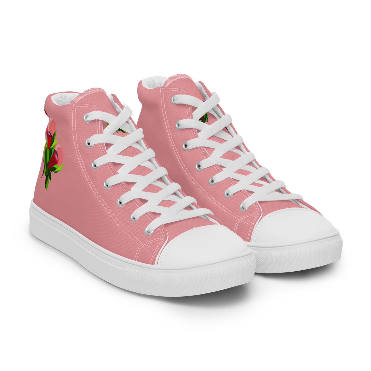 Bubblegum Pink "The Edith’s" Red Roses Edition High Top Canvas Shoes (Women's)