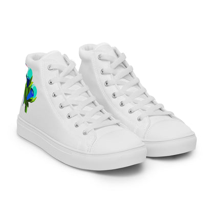 White "Edith’s" Blue Roses Edition High Top Canvas Shoes (Women's)