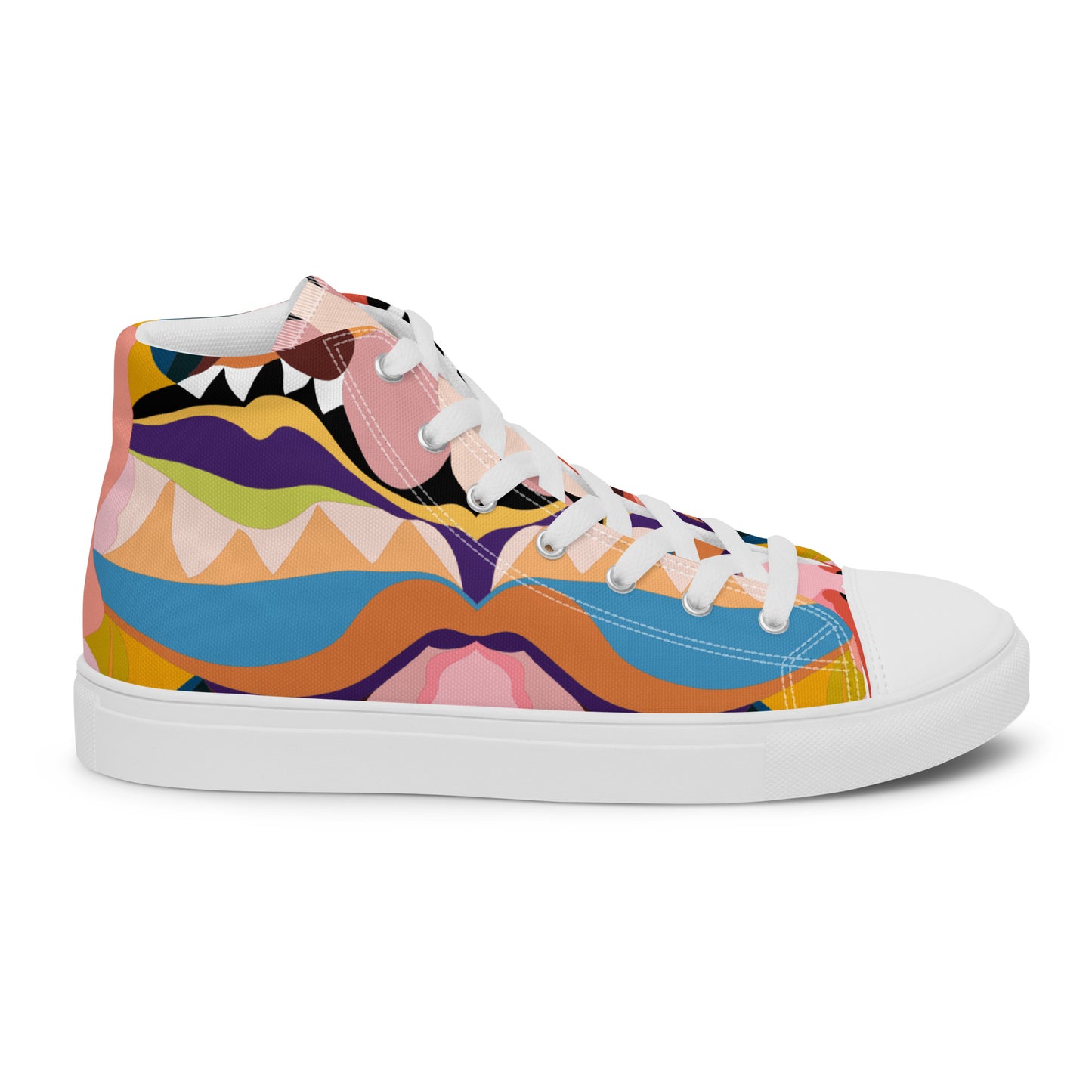 Peachy "Kisses" High Top Canvas Shoes in White (Women's)