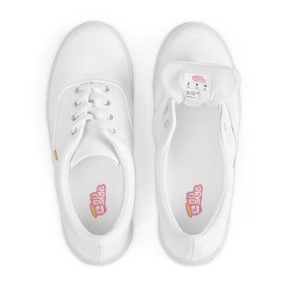 White in Pink Logo "The Classic's" Low Lace-up Canvas Shoes (Women’s)