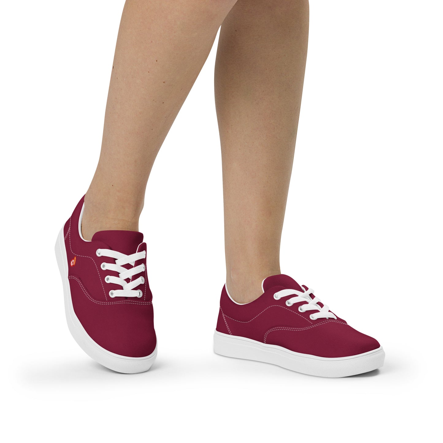 Cranberry Burgundy with Red Logo "The Classic's" Low Lace-up Canvas Shoes (Women’s)