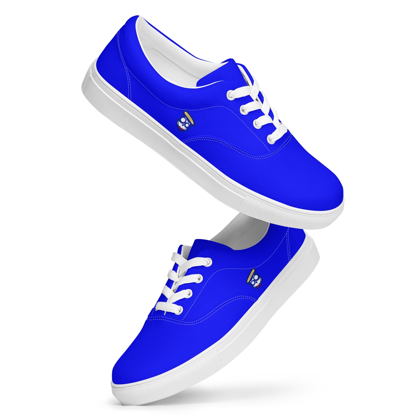 Night Sky Blue Dragon Blue Logo "The Classic's" Low Lace-up Canvas Shoes (Women's)