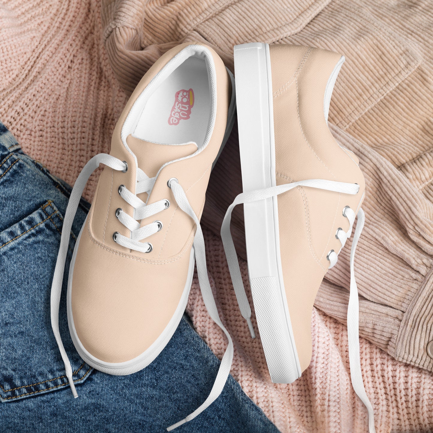 Almond Cream "Jubilee" "The Classic's" Low Lace-up Canvas Shoes (Women's)